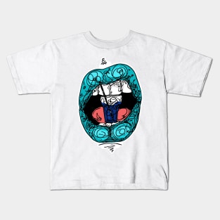 blue drink lips Kids T-Shirt